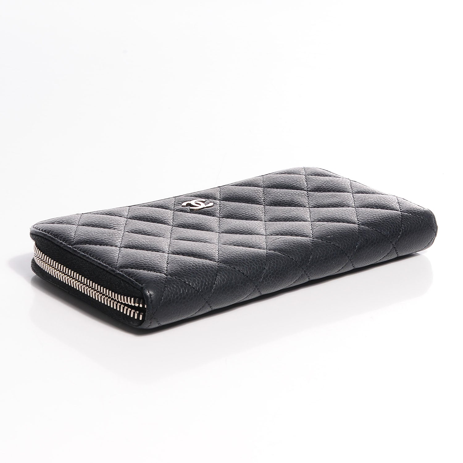Chanel Iridescent Caviar Quilted Large Zip Around Wallet Black CC 4 of 8