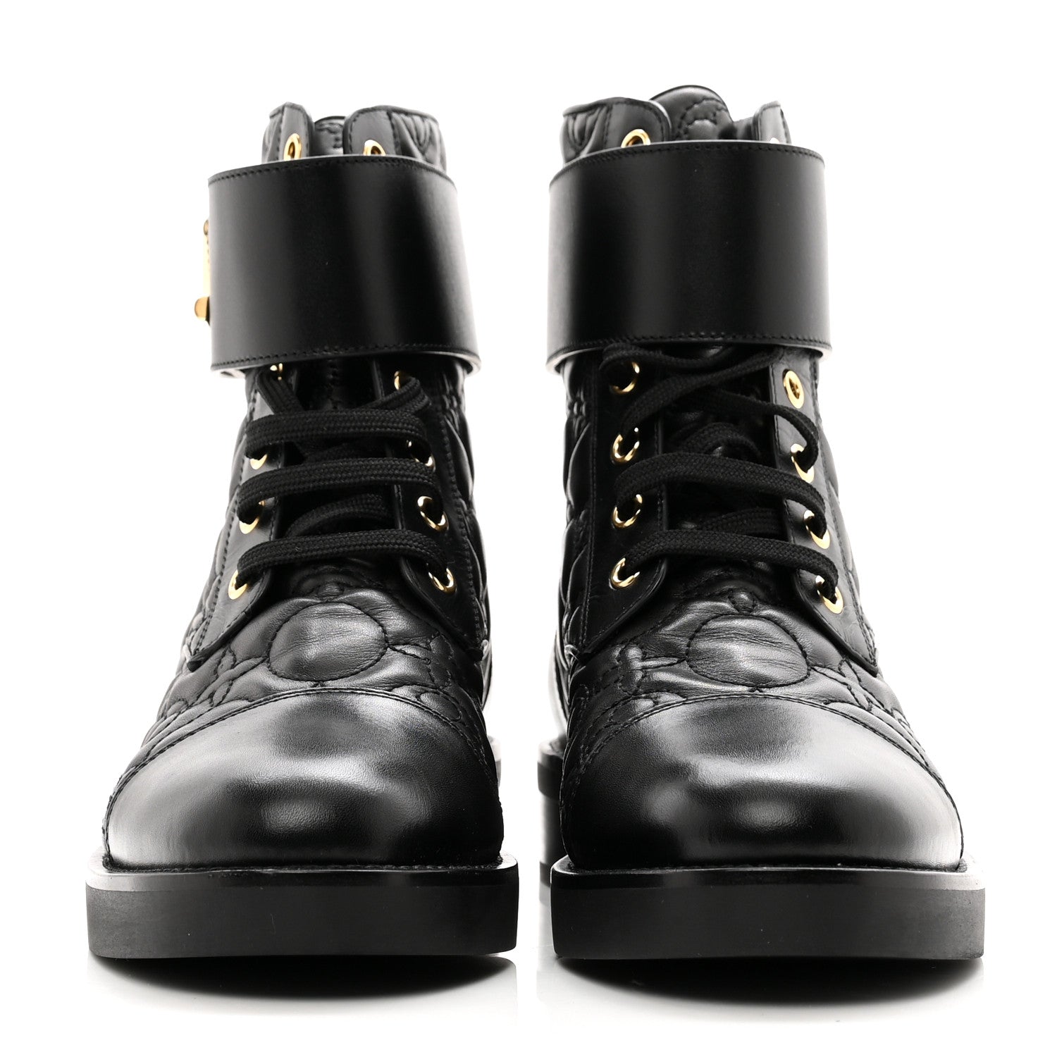 Louis Vuitton Calfskin Embossed Wonderland Ranger Boots 37 Black 2 of 8