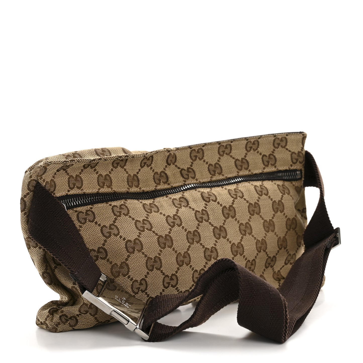 GG Monogram Double Pocket Belt Bag Dark Brown