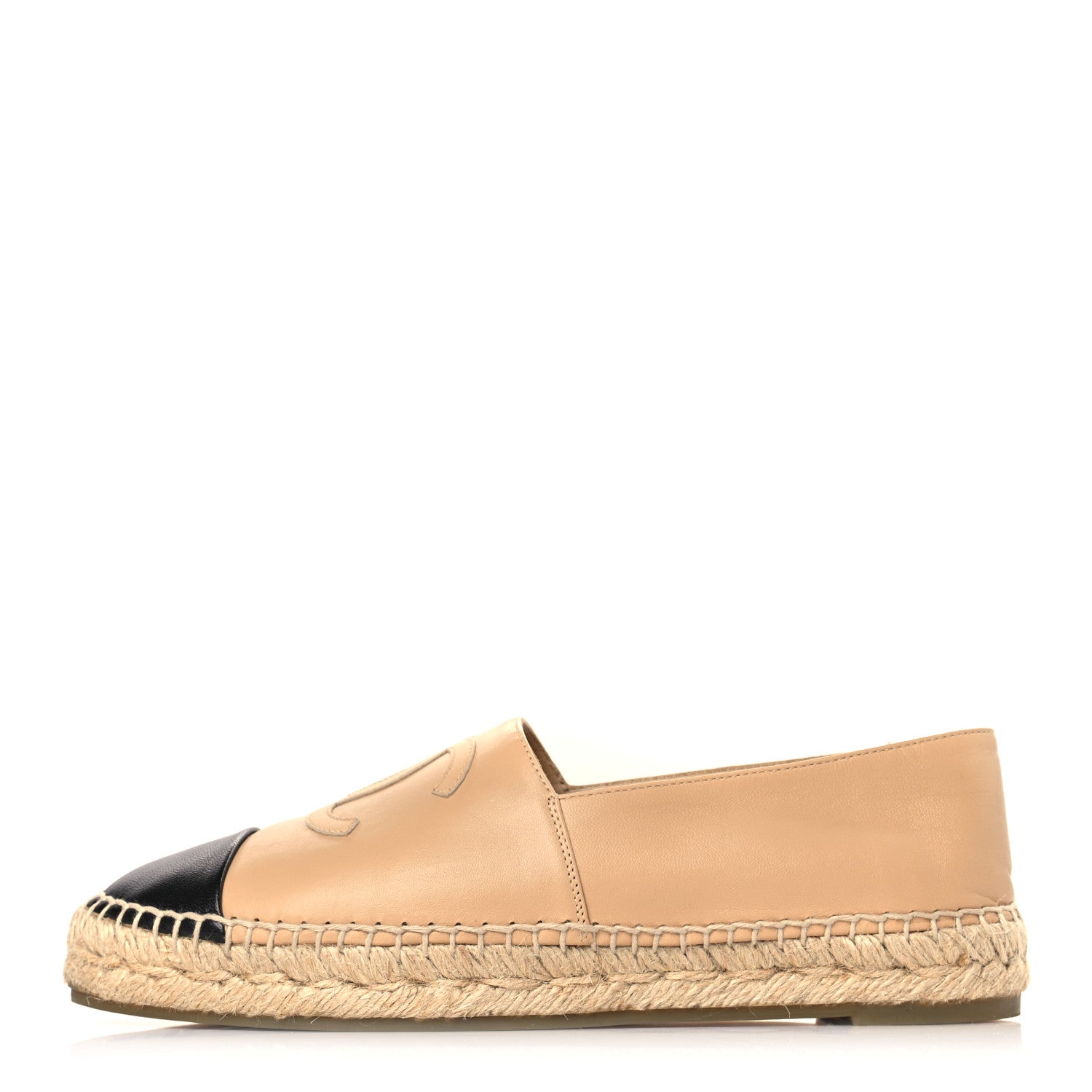 Chanel Lambskin CC Espadrilles 39 Beige Black 1 of 9
