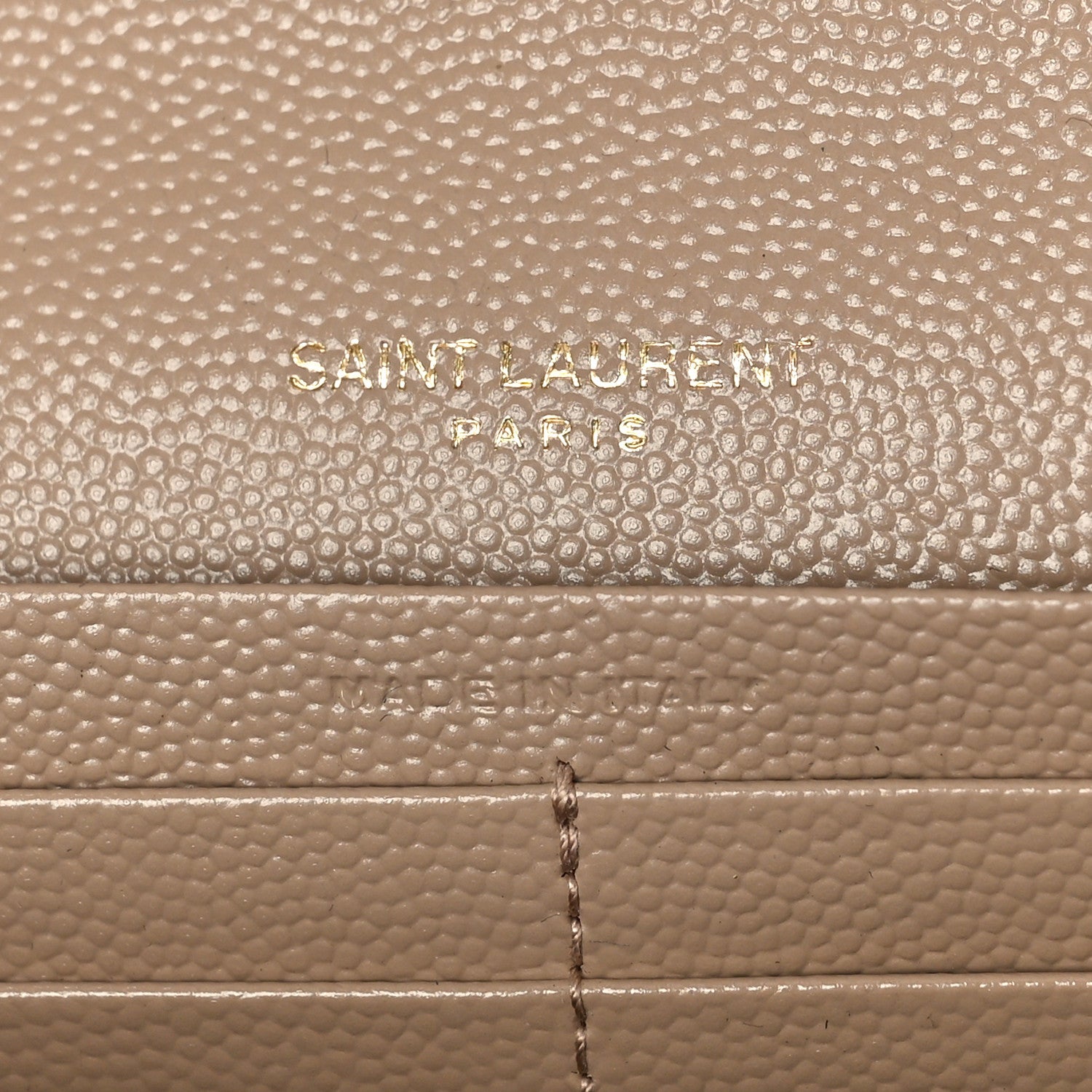 Saint Laurent Grain De Poudre Matelasse Chevron Monogram Flap Wallet Dark Beige 6 of 9