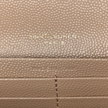 Saint Laurent Grain De Poudre Matelasse Chevron Monogram Flap Wallet Dark Beige 6 of 9