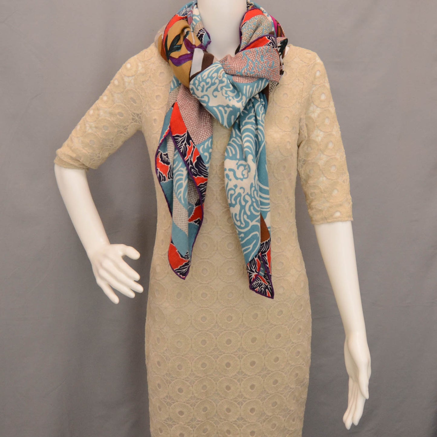 Cashmere Silk Ex Libris en Monogram Kimonos Shawl GM 140
