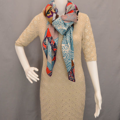 Hermes Cashmere Silk Ex Libris en Monogram Kimonos Shawl GM 140 10 of 10