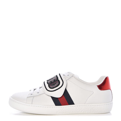 Gucci Calfskin Ayers Web Crystal LOVED Womens New Ace Sneakers 36 White 1 of 9