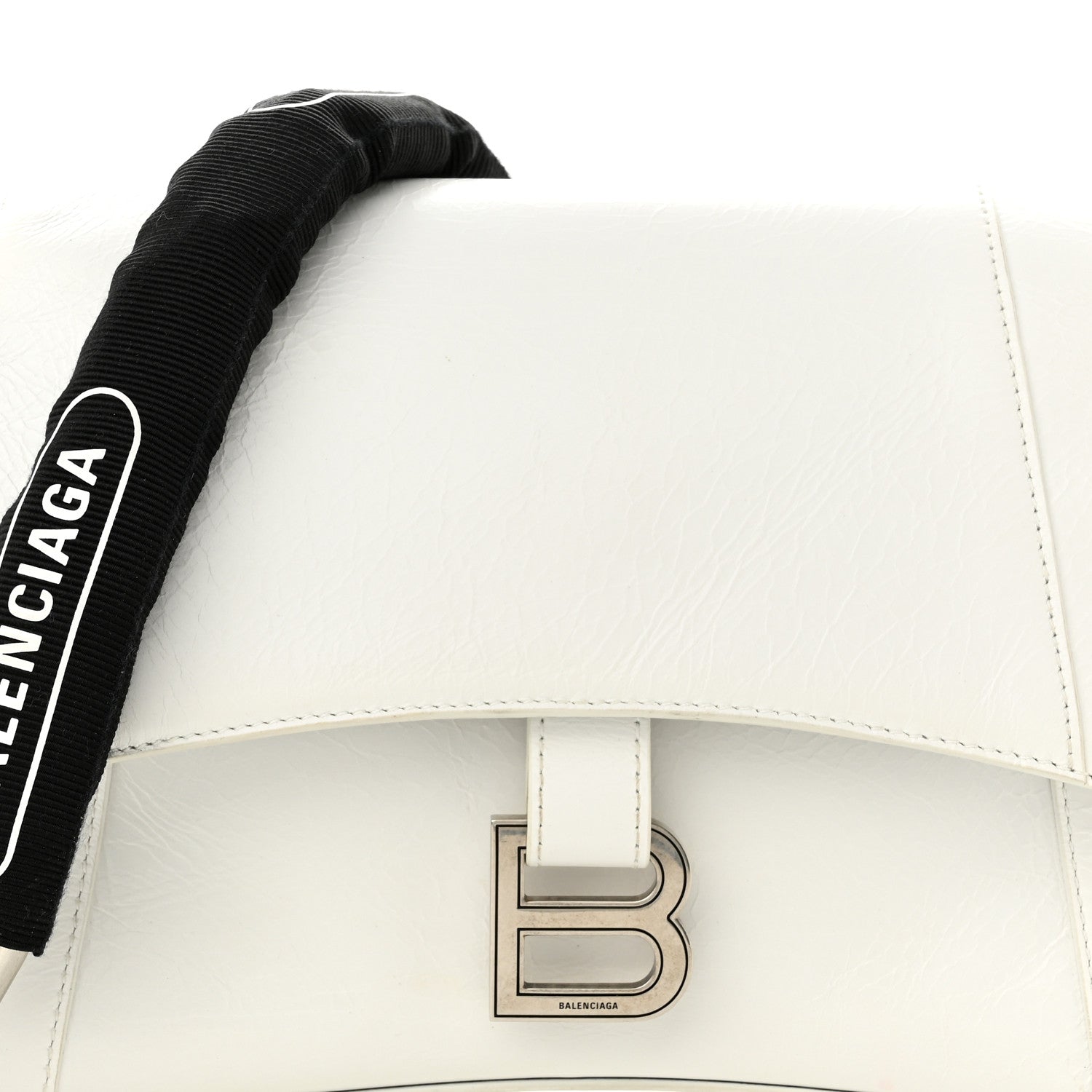 Balenciaga Calfskin S Downtown Chain Shoulder Bag White Black 8 of 10