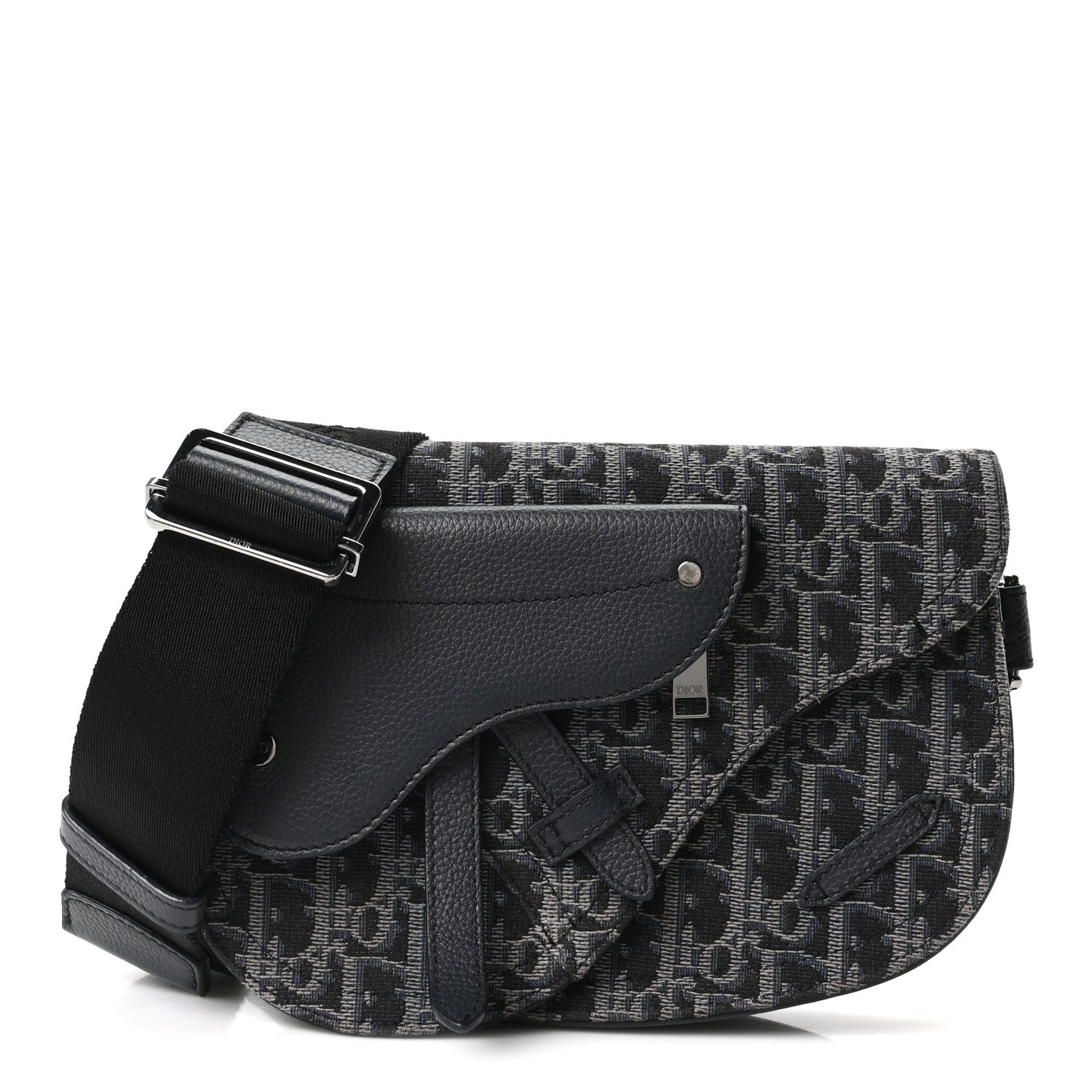 Christian Dior Oblique Saddle Messenger Pouch Blue Black 1 of 10