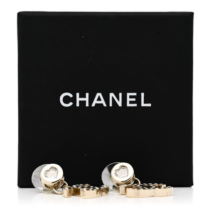 Chanel Crystal CC Heart Drop Earrings Gold 5 of 5