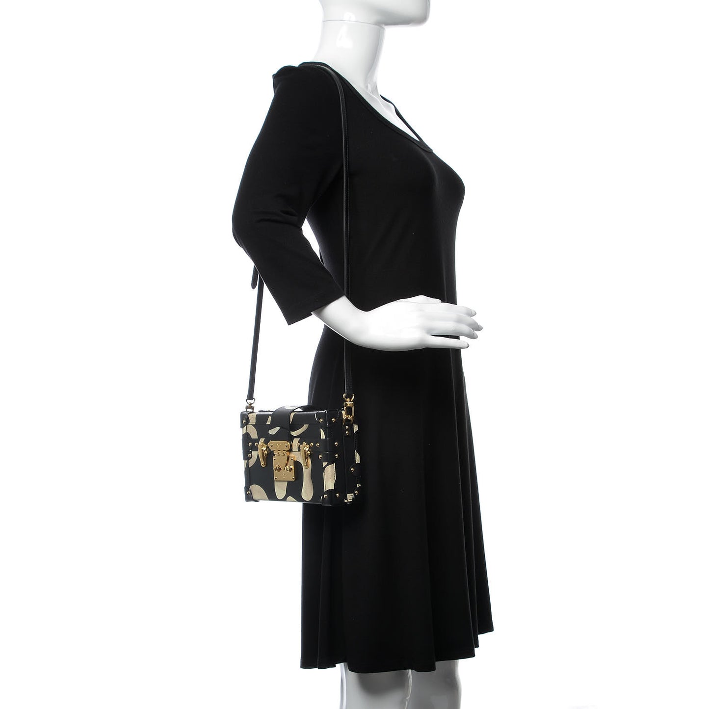 Calfskin Petite Malle Black White