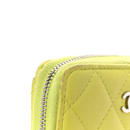 Chanel Lambskin Quilted Zip Coin Purse Yellow 11 of 15