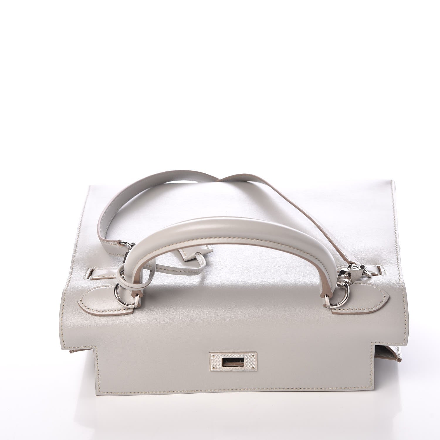 Hermes Tadelakt Kelly Sellier Guilloche 28 Gris Perle 16 of 36