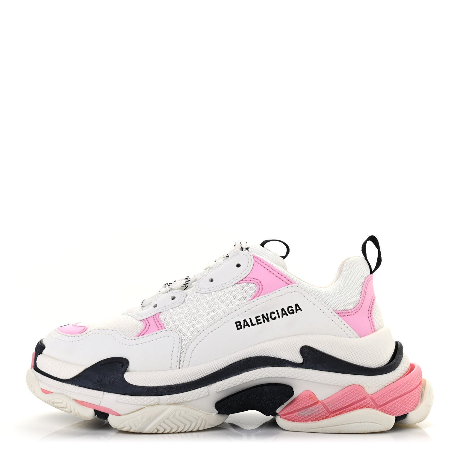 Balenciaga Fabric Mesh Washed Effect Womens Triple S Sneakers 40 Pink White Black 1 of 12