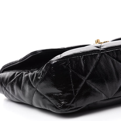 Chanel Shiny Crumpled Calfskin Quilted Maxi 19 Flap Black 6 of 10