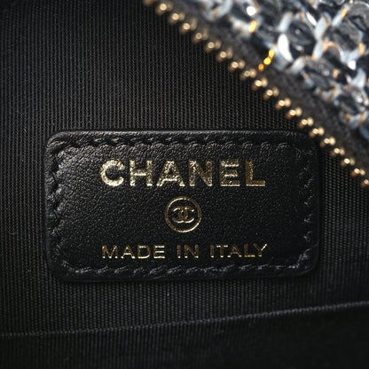 Chanel Sequin Chanel 19 Round Clutch With Chain Silver Black 6 of 9
