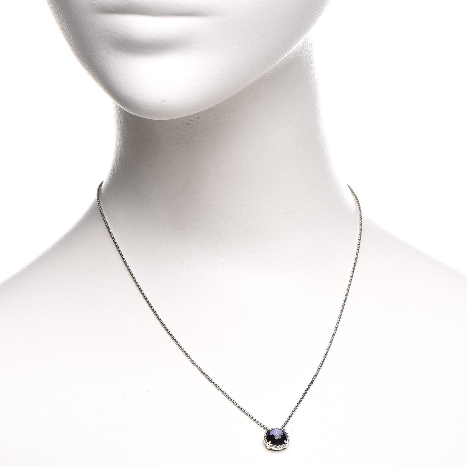 David Yurman Sterling Silver Black Orchid 8mm Petite Chatelaine Pendant Necklace 2 of 7
