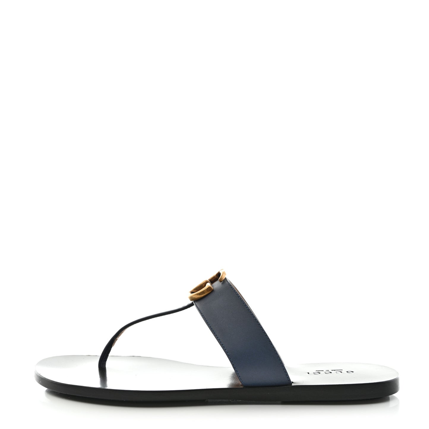 Calfskin GG Marmont Thong Sandals 37 Blue Agata