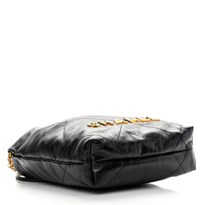 Chanel Shiny Crumpled Calfskin Quilted Pearl Mini Chanel 22 Black 4 of 11