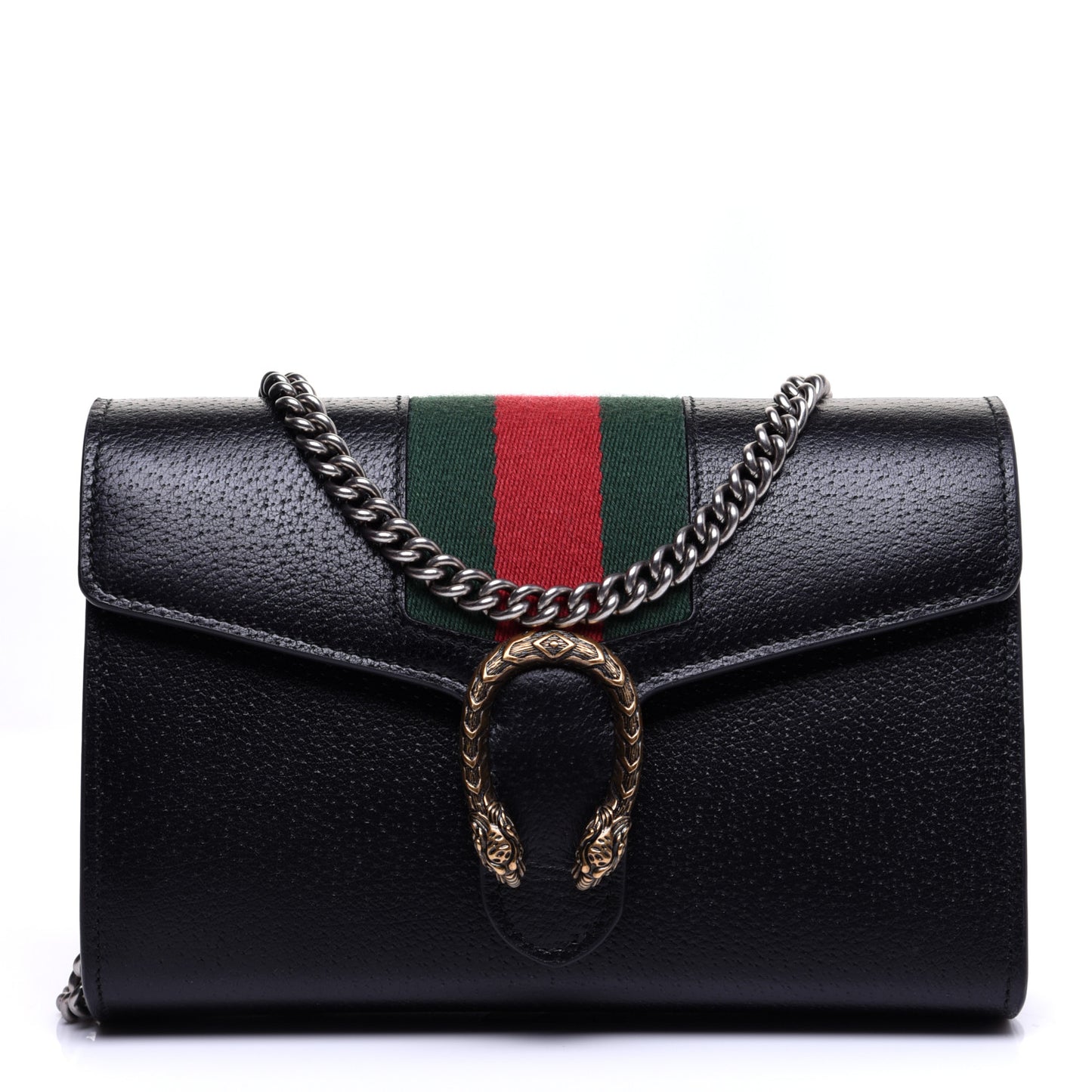 Calfskin Web Mini Dionysus Chain Wallet Black
