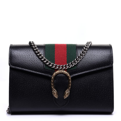 Gucci Calfskin Web Mini Dionysus Chain Wallet Black 1 of 13