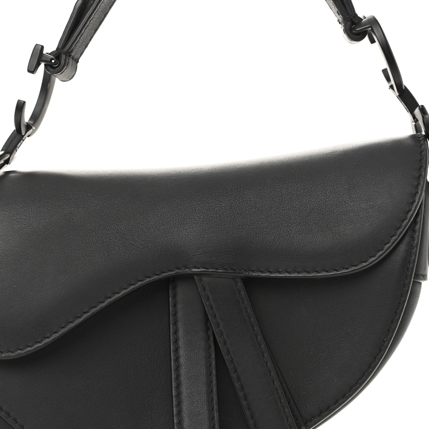 Ultra Matte Calfskin Mini Saddle Bag Black