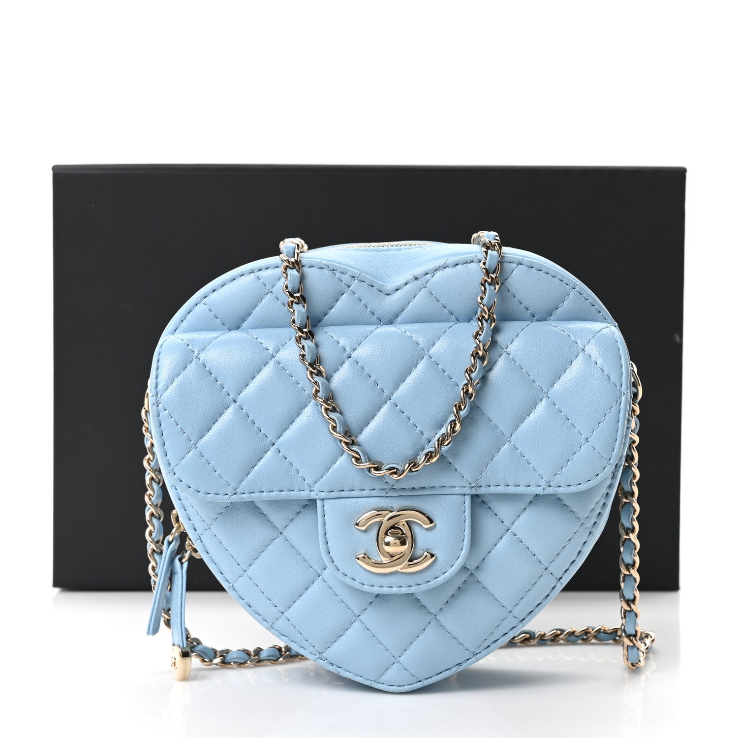 Chanel Lambskin Quilted CC In Love Heart Bag Light Blue 1840716