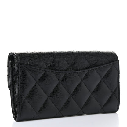 Chanel Caviar Quilted Medium Gusset Flap Wallet Black 3 of 8