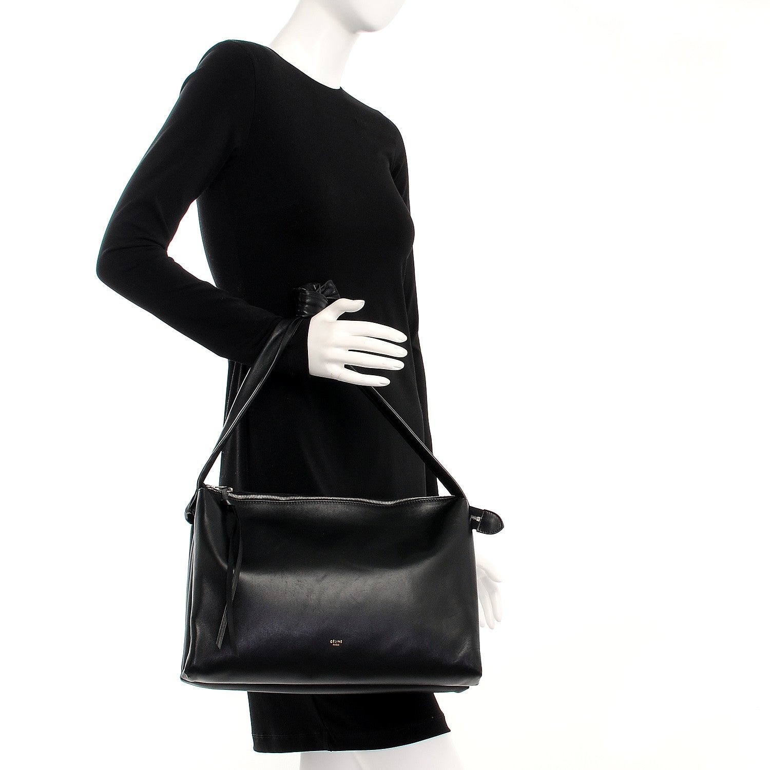 Celine Lambskin Medium Knotted Bag Black 2 of 7