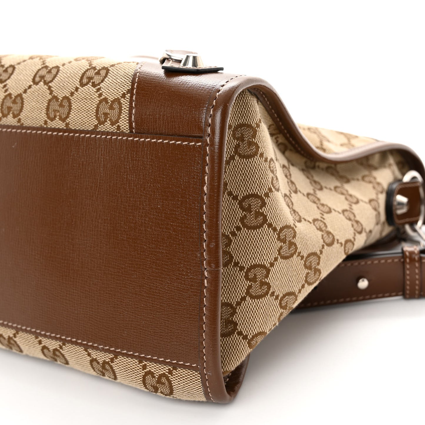 X GUCCI GG Monogram Azalea Calfskin Neo Classic Silver Hardware Medium City Beige Ebony Brown Sugar