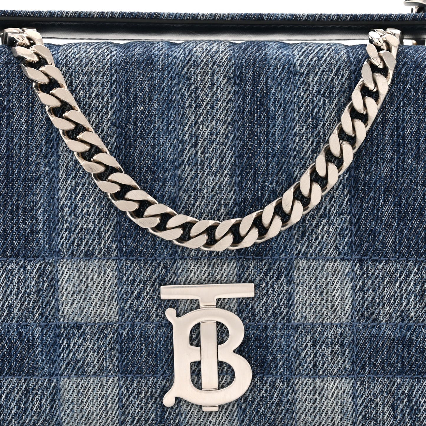 Denim Quilted Check Small Lola Bag Blue