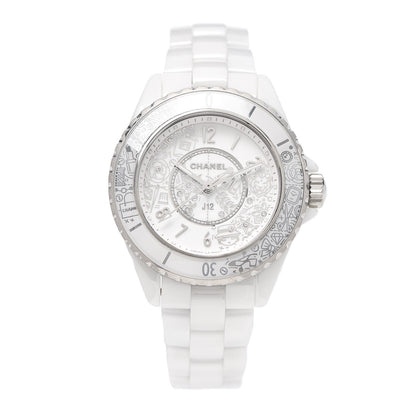 Chanel Stainless Steel Ceramic Diamond 33mm J12 Limited Edition Quartz Watch White 1 of 6