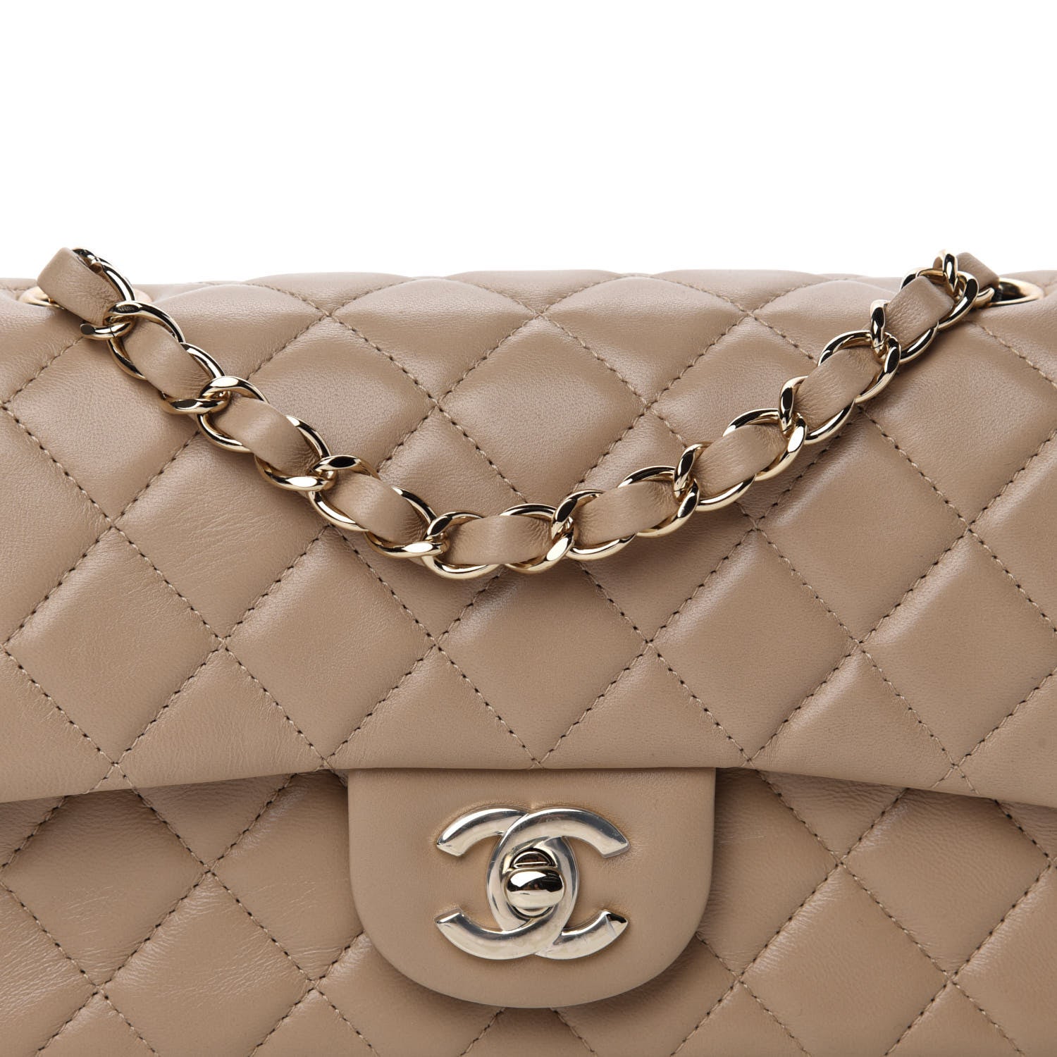 Chanel Lambskin Quilted Mini Rectangular Flap Beige 10 of 10
