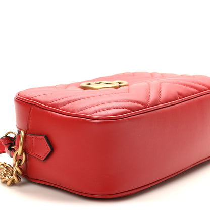 Gucci Calfskin Matelasse Small GG Marmont Chain Shoulder Bag Hibiscus Red 9 of 11