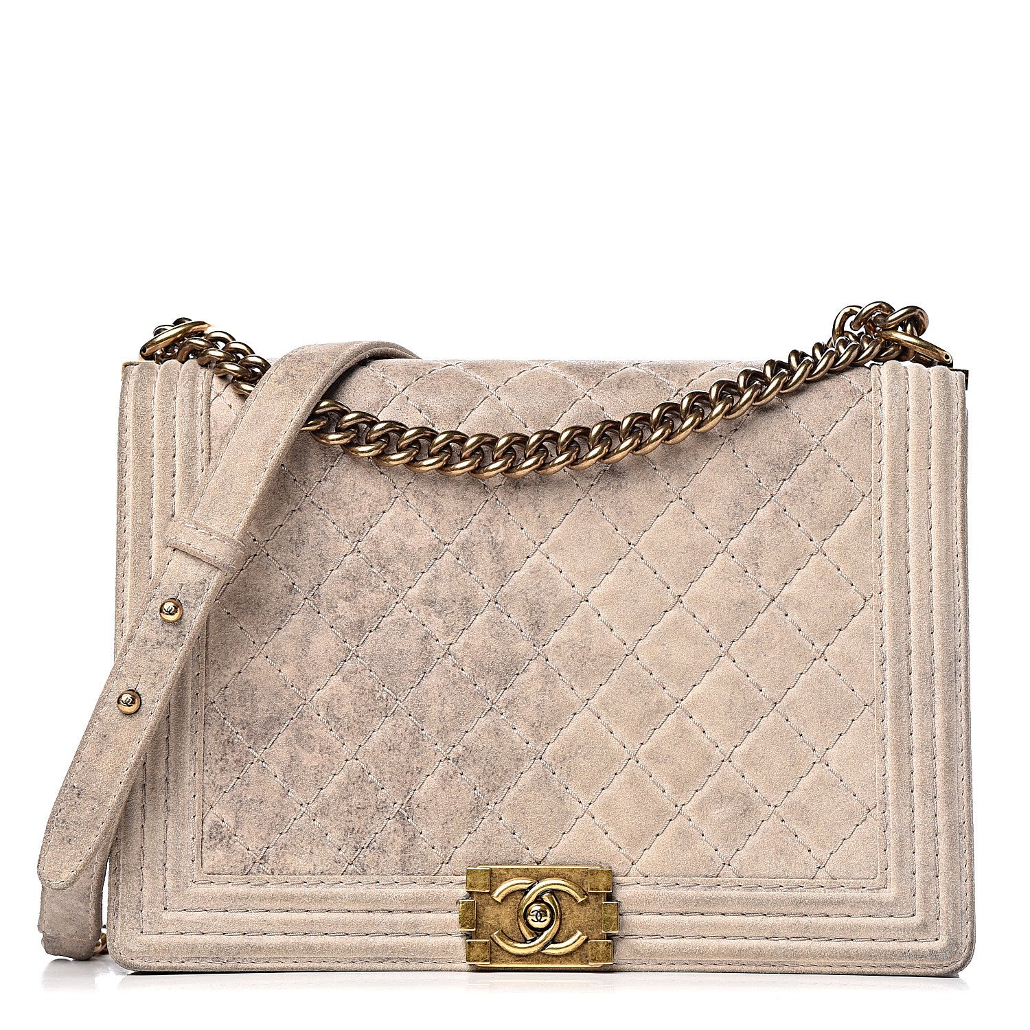 Chanel Iridescent Calfskin Quilted Large Boy Flap Beige 1 of 18