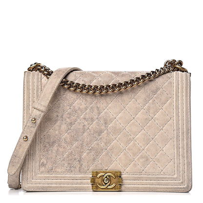 Chanel Iridescent Calfskin Quilted Large Boy Flap Beige 1 of 18