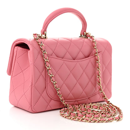 Chanel Lambskin Quilted Mini Top Handle Rectangular Flap Pink 3 of 11