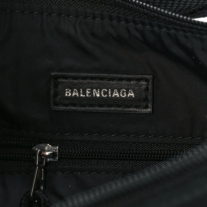 Balenciaga Recycled Sport Nylon Logo Embroidered Wheel Sling Bag Black White 6 of 8