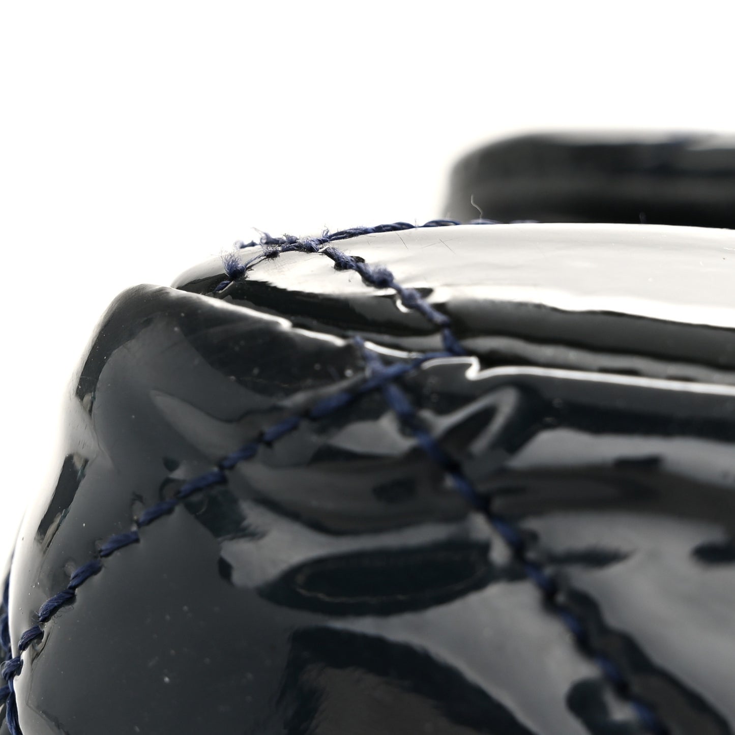 Patent Quilted Jumbo Single Flap Navy