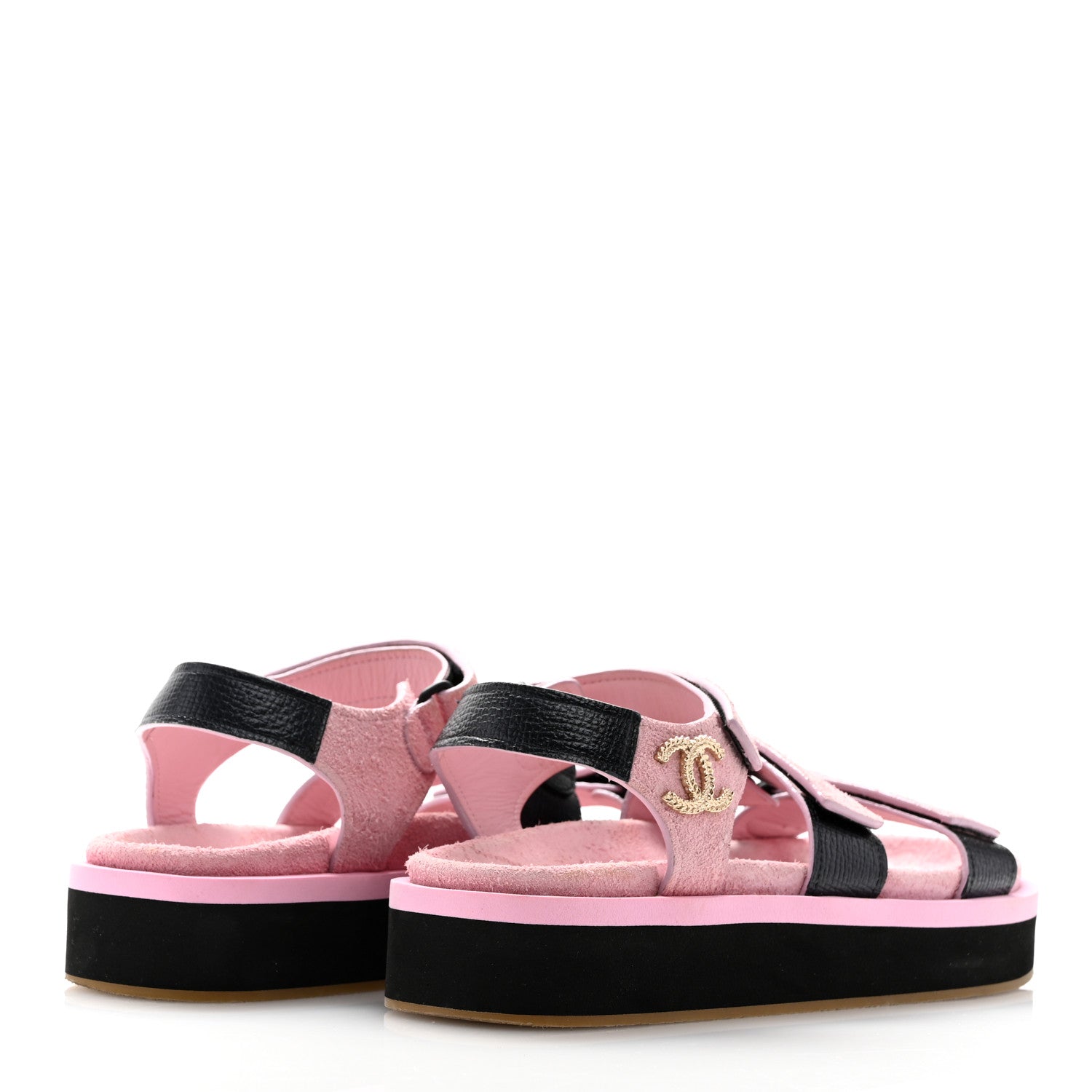 Chanel Suede Calfskin Velcro Flat Sandals 39 Light Pink 5 of 13