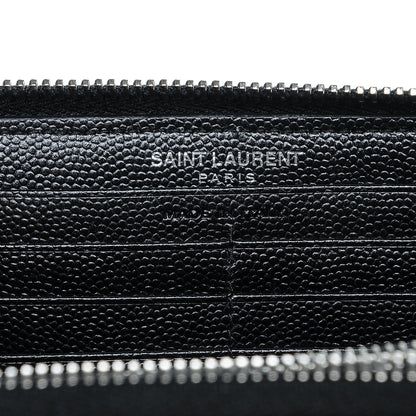 Saint Laurent Grain De Poudre Matelasse Chevron Monogram Zip Around Wallet Black 12 of 12