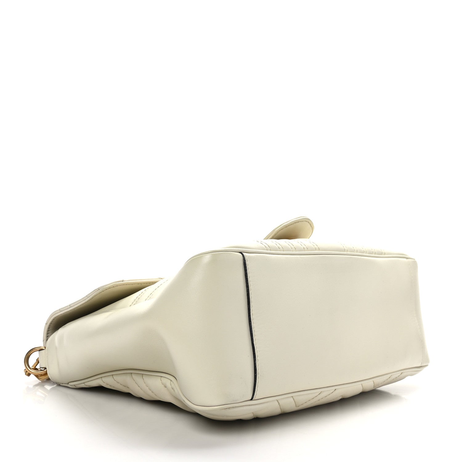 Gucci Calfskin Matelasse Medium GG Marmont Top Handle Shoulder Bag Mystic White 4 of 9