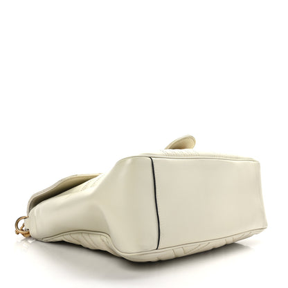Gucci Calfskin Matelasse Medium GG Marmont Top Handle Shoulder Bag Mystic White 4 of 9
