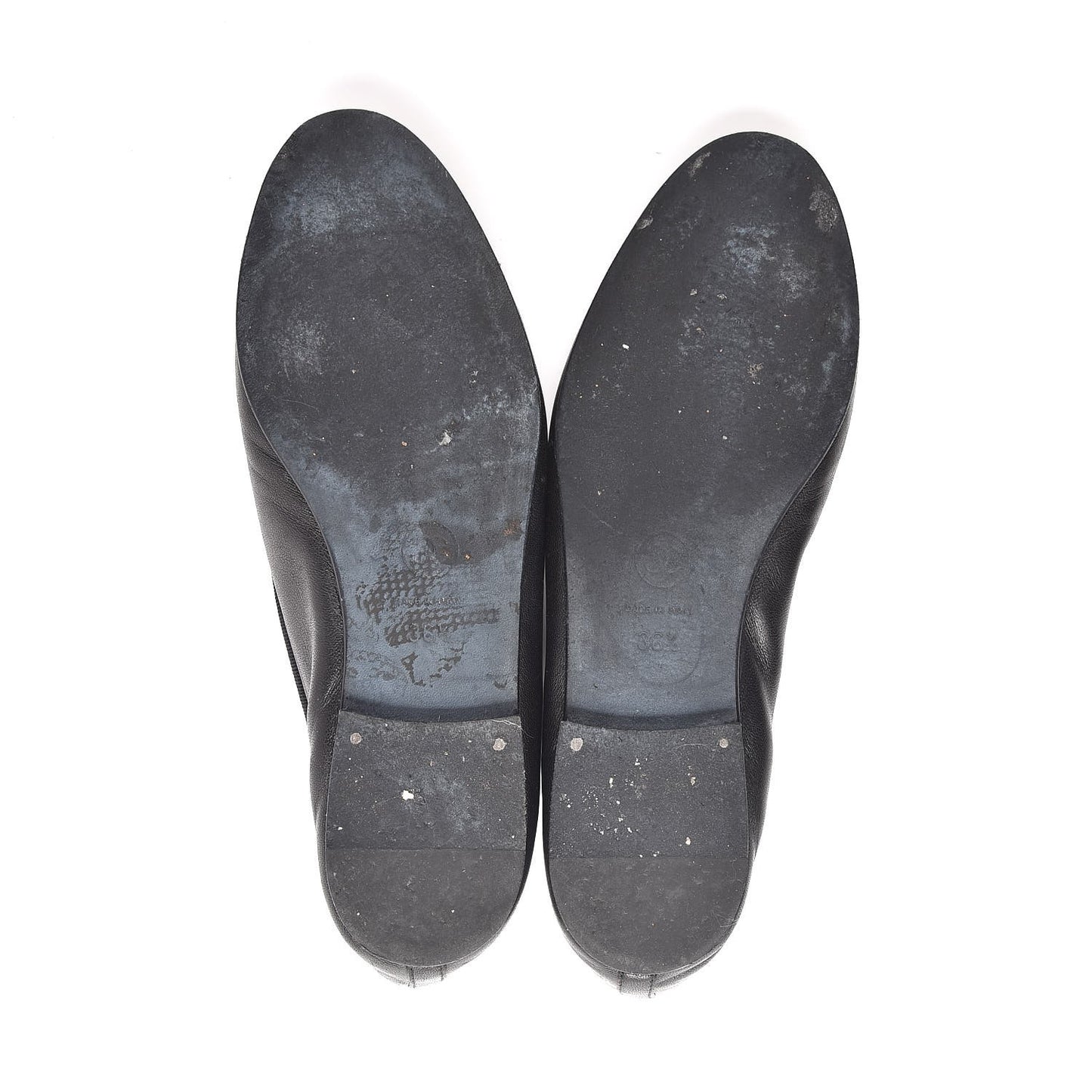 Lambskin Patent CC Cap Toe Ballerina Flats 36.5 Black