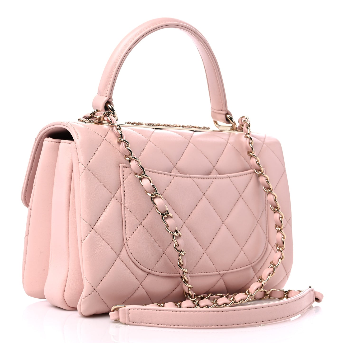 Lambskin Quilted Small Trendy Chain CC Flap Dual Handle Bag Light Pink