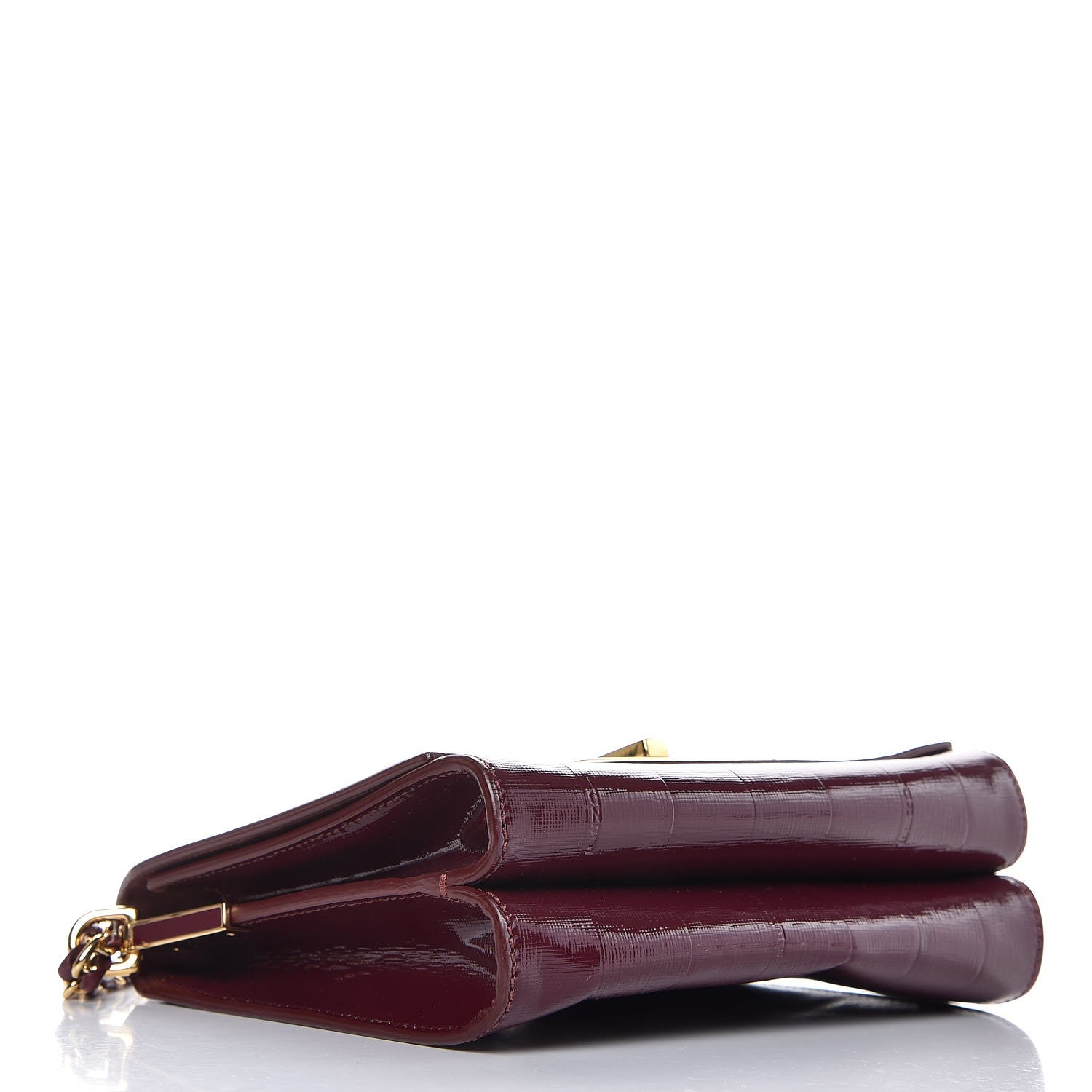 Fendi Patent Pequin Small Claudia Shoulder Bag Bordeaux 4 of 9