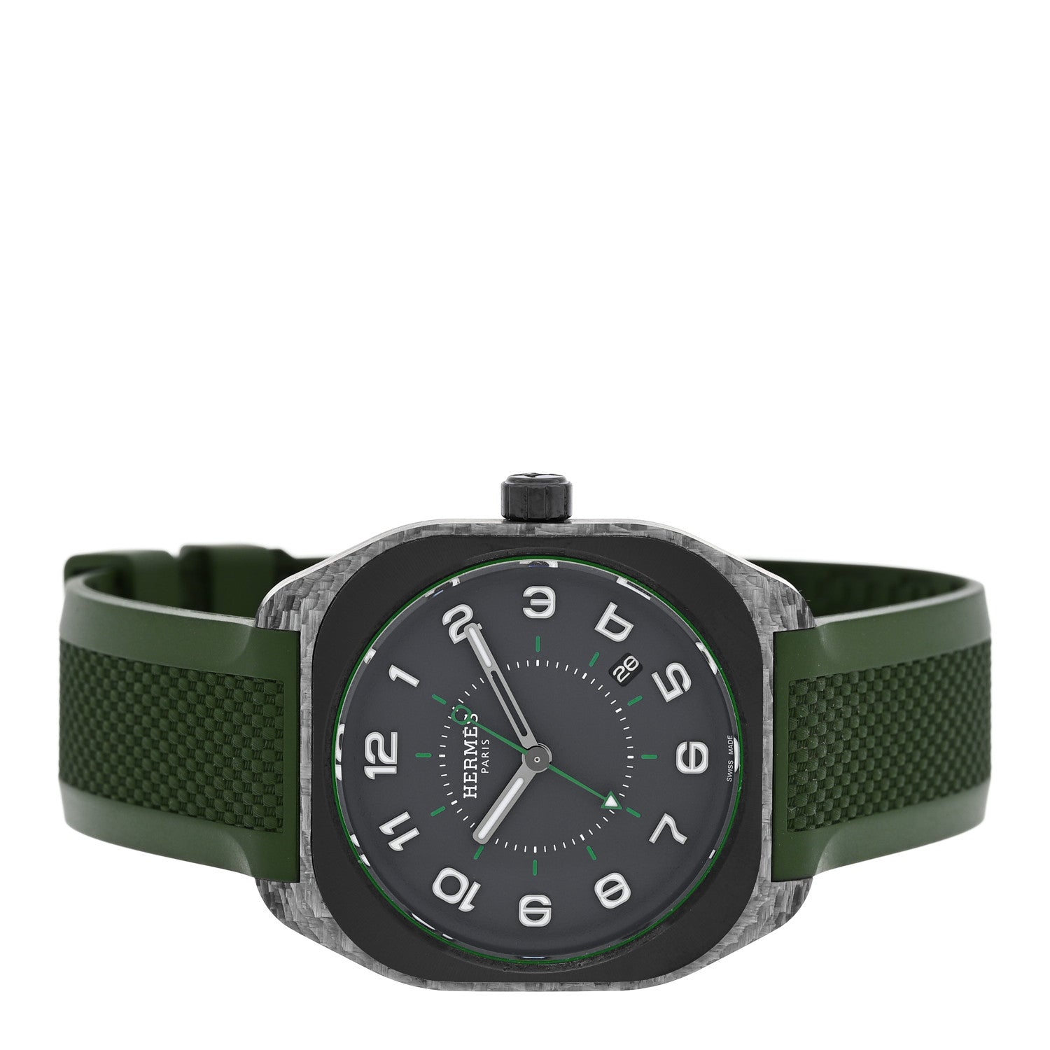 Hermes Glass Fiber Ceramic Rubber 39mm H08 Automatic Watch Vert 2 of 5