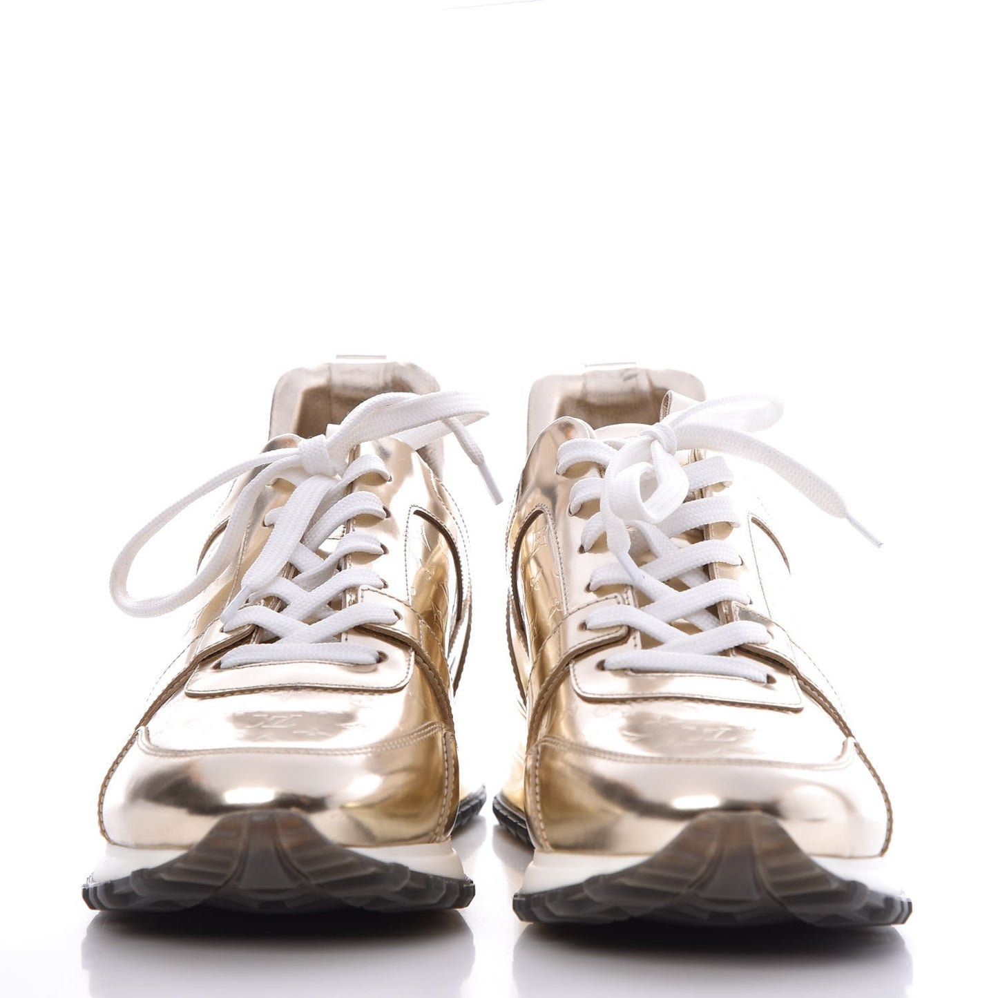 Metallic Patent Embossed Monogram Run Away Sneakers 39 Gold