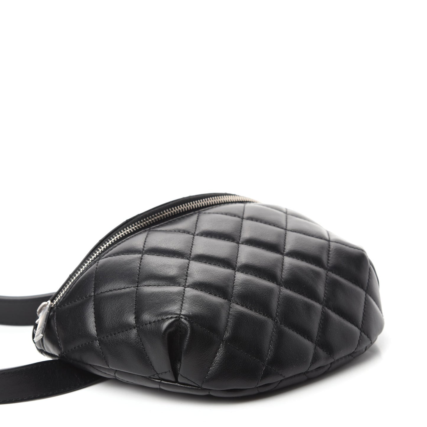 Lambskin Quilted Waist Belt Bag Black