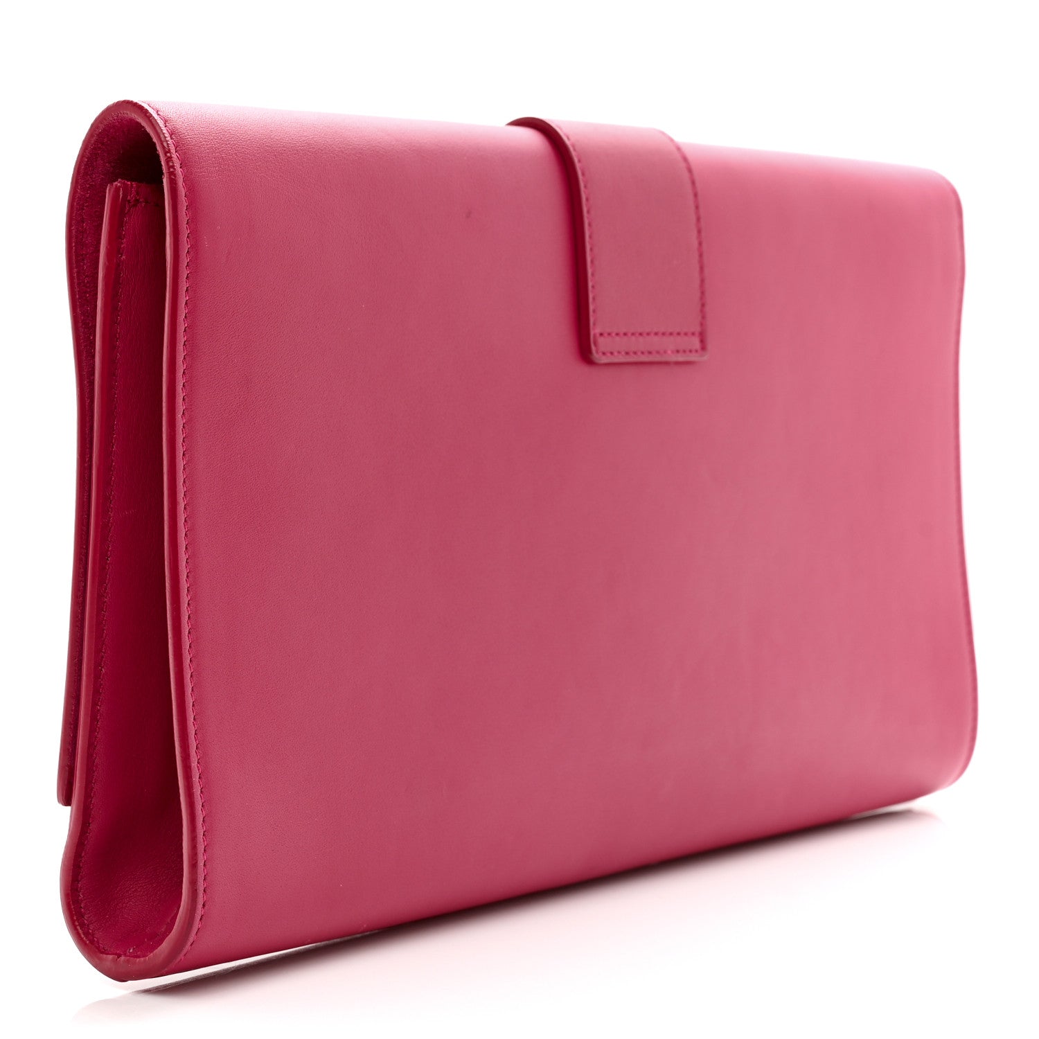 Saint Laurent Calfskin Classic Y Ligne Clutch Fuchsia 3 of 12