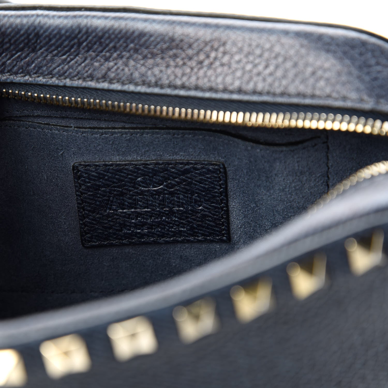 Valentino Garavani Pebbled Calfskin Rockstud Camera Crossbody Bag Deep Denim 8 of 11