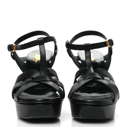 Saint Laurent Calfskin Tribute 75 Platform Sandals 41 Black 2 of 8